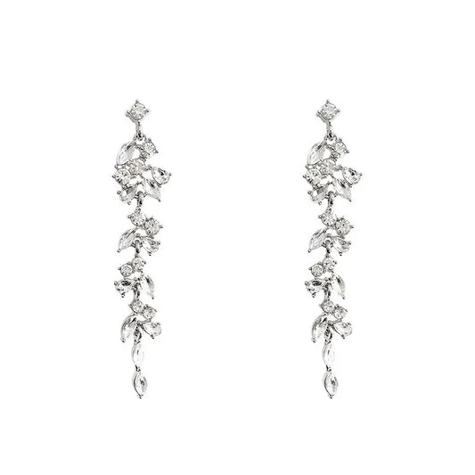 Flower Tassel Earrings – elegant floral jewelry with long flowing tassels for weddings and parties.