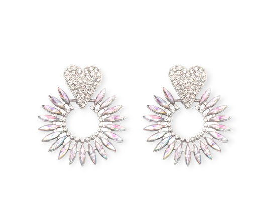 Heart Of Attraction Earrings – elegant heart-shaped jewelry with sparkling stones, perfect for date nights, weddings, and everyday glamour.