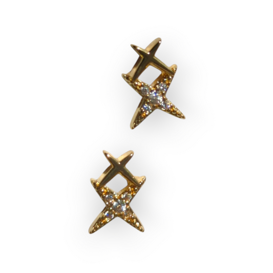Golden Starlight Sparkle Earrings close-up with gold finish
