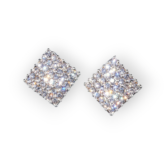 Luxury square earrings with polished finish and secure back clip for non-pierced ears