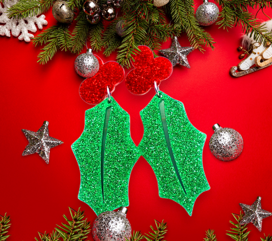 Christmas Leaf Earrings