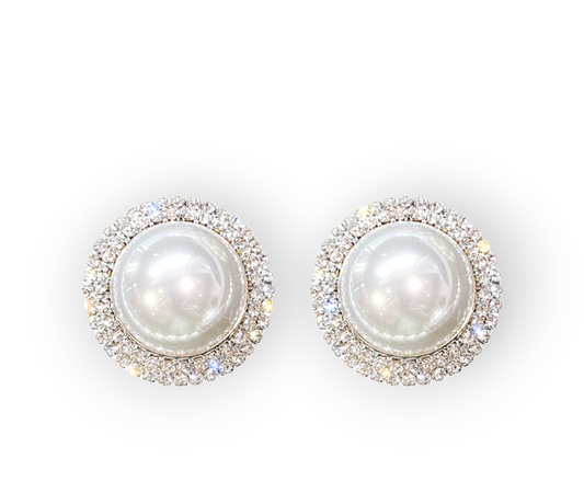 Queens oversized pearl earrings – bold elegant statement jewelry for weddings and special occasions