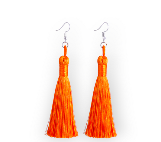 Bold colorful tassel statement earrings