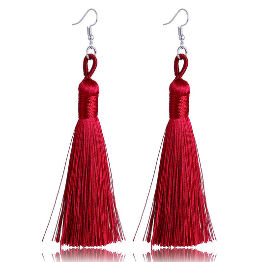 Bold colorful tassel statement earrings