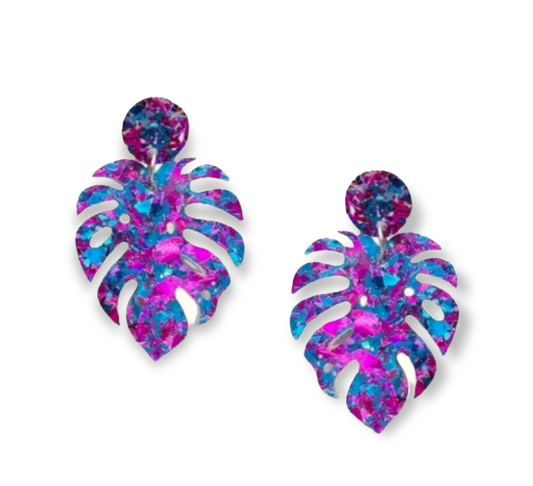 Confetti Leaf Earrings with colorful leaf-shaped design.