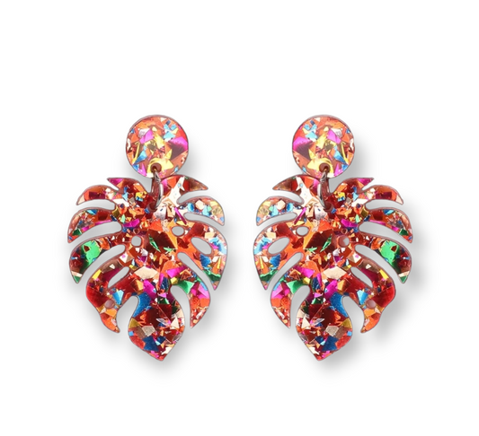 Confetti Leaf Earrings – Colorful Statement Jewelry for Any Occasion