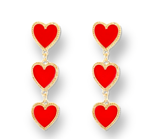 I Heart Earrings featuring a stylish heart-shaped design, perfect for casual or dressy outfits.