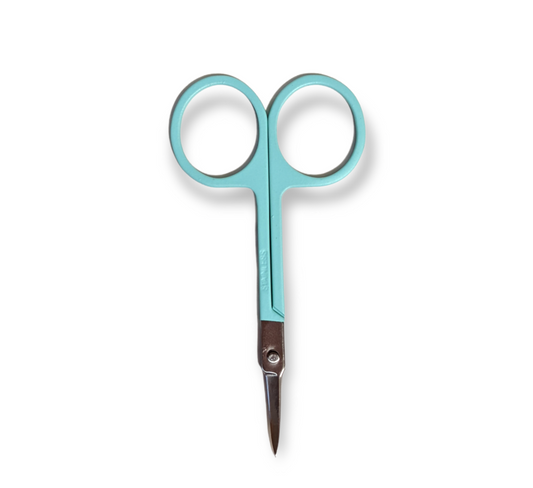 Stainless steel curved lash scissors for precise eyelash trimming