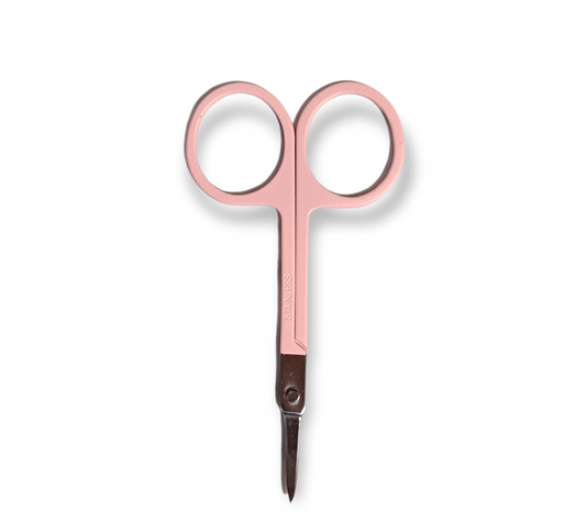 Stainless steel curved lash scissors for precise eyelash trimming