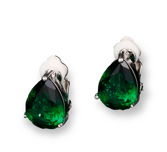 Queen Droplet Clip On Earrings with elegant droplet-shaped design.