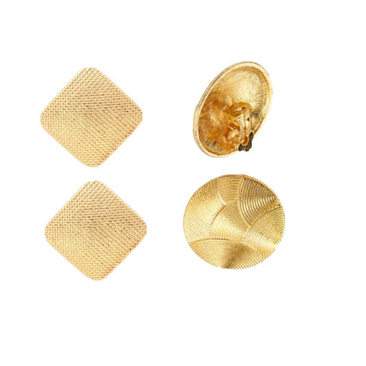 Queens Golden Clip-On Earrings with elegant gold design, perfect for sophisticated everyday or special occasion wear