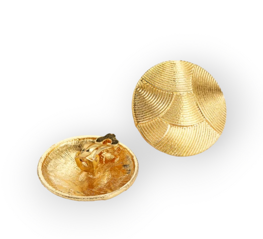 Queens Golden Clip-On Earrings with elegant gold design, perfect for sophisticated everyday or special occasion wear