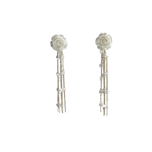 Roses & Décor Earrings with floral and decorative design.