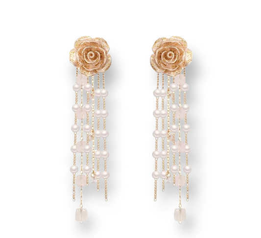 Roses & Décor Earrings with floral and decorative design.