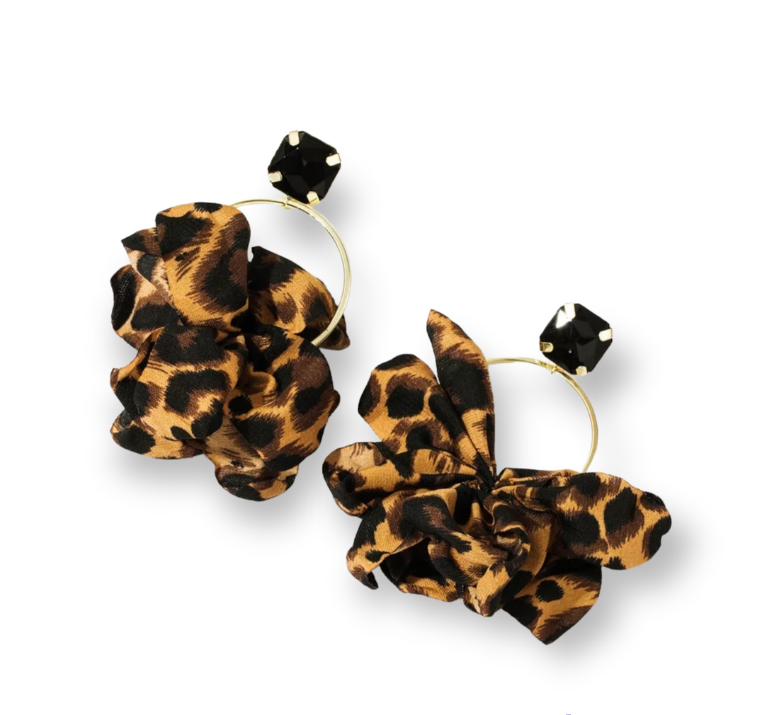 Jungle Fever statement earrings with tropical-inspired design from Teal Roses Boutique.