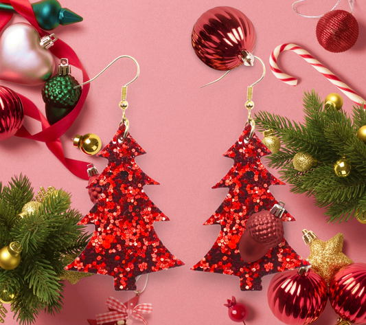 Glittery Christmas Tree Earrings