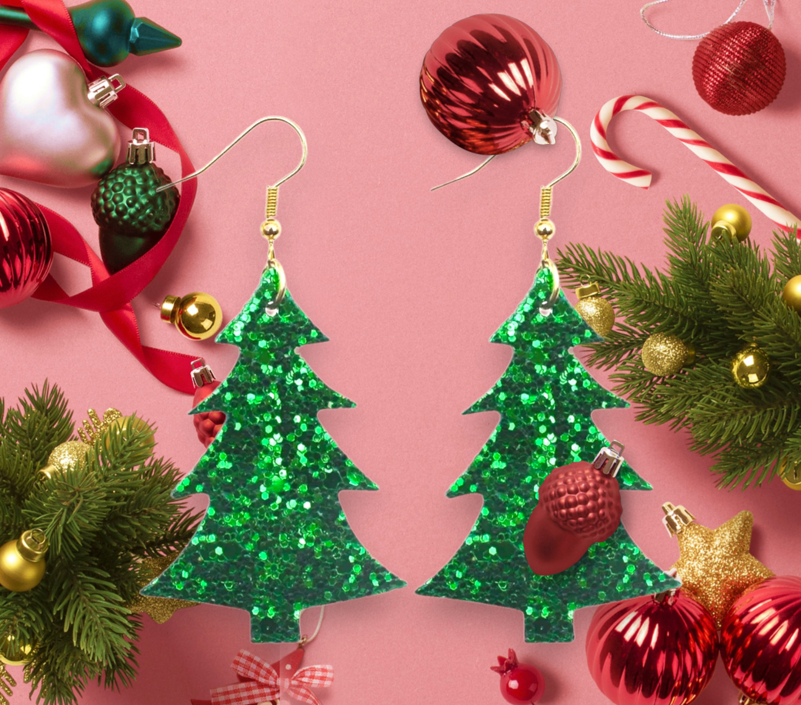 Glittery Christmas Tree Earrings