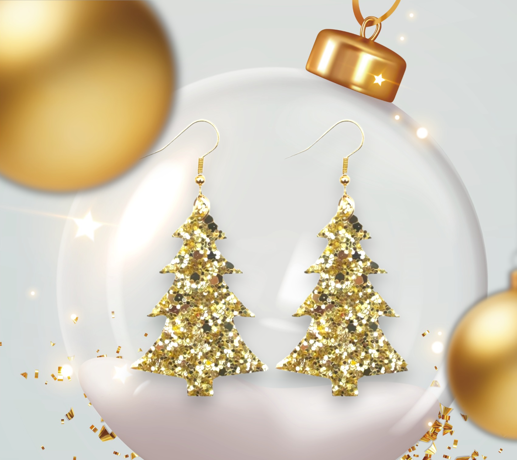 Glittery Christmas Tree Earrings