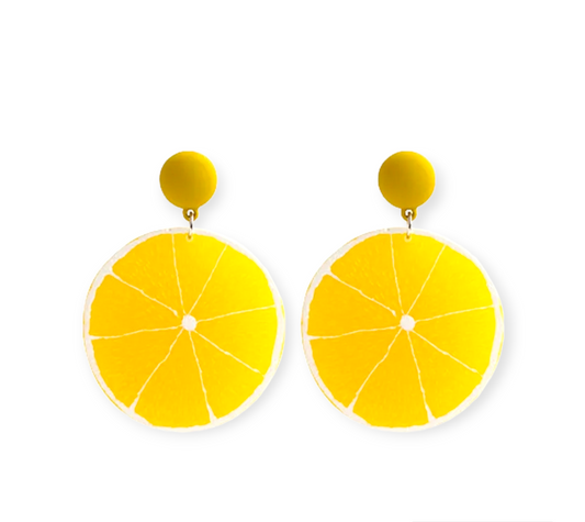 Citrus Earrings with colorful fruit-inspired design.
