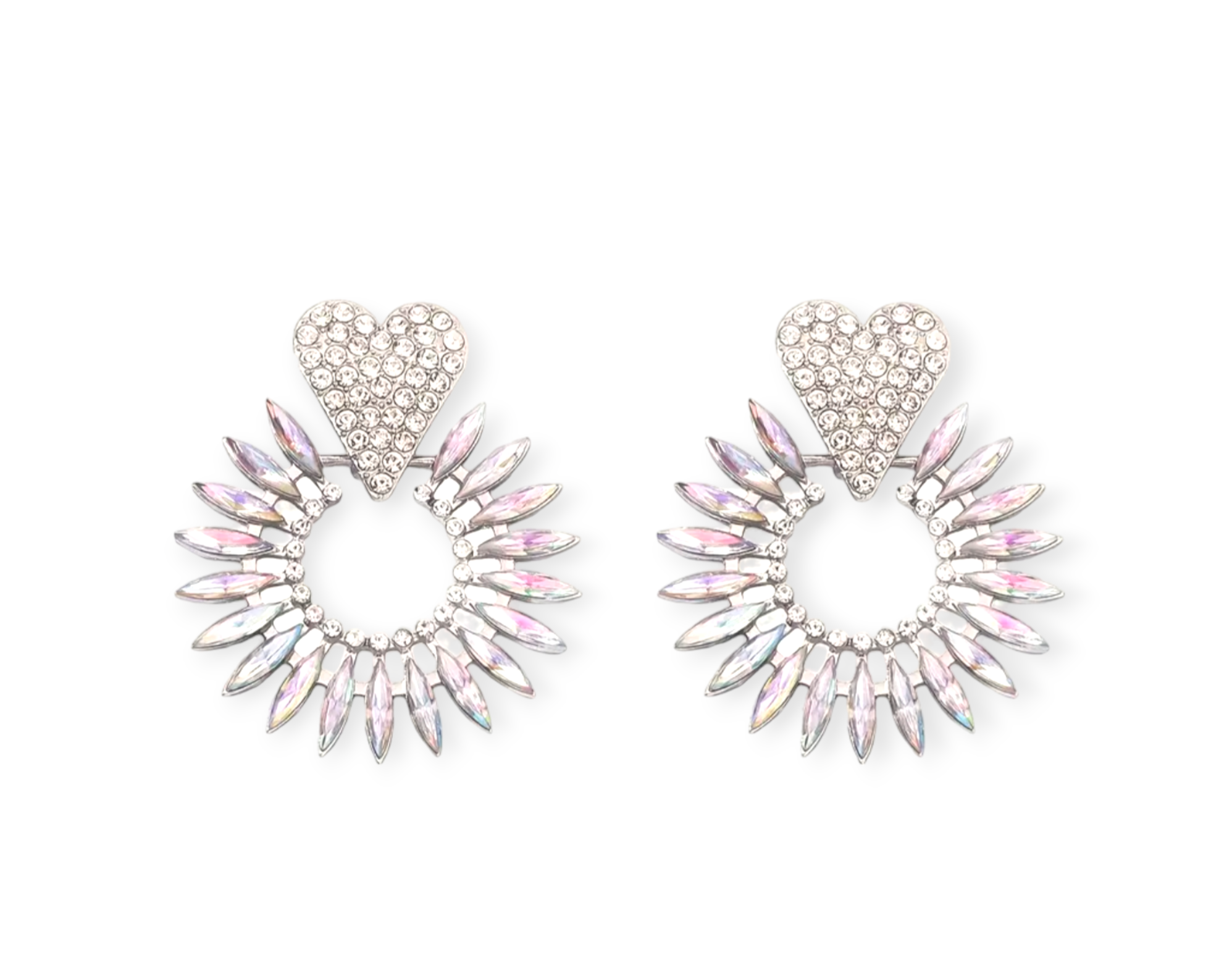 Heart Of Attraction Earrings – elegant heart-shaped jewelry with sparkling stones, perfect for date nights, weddings, and everyday glamour.