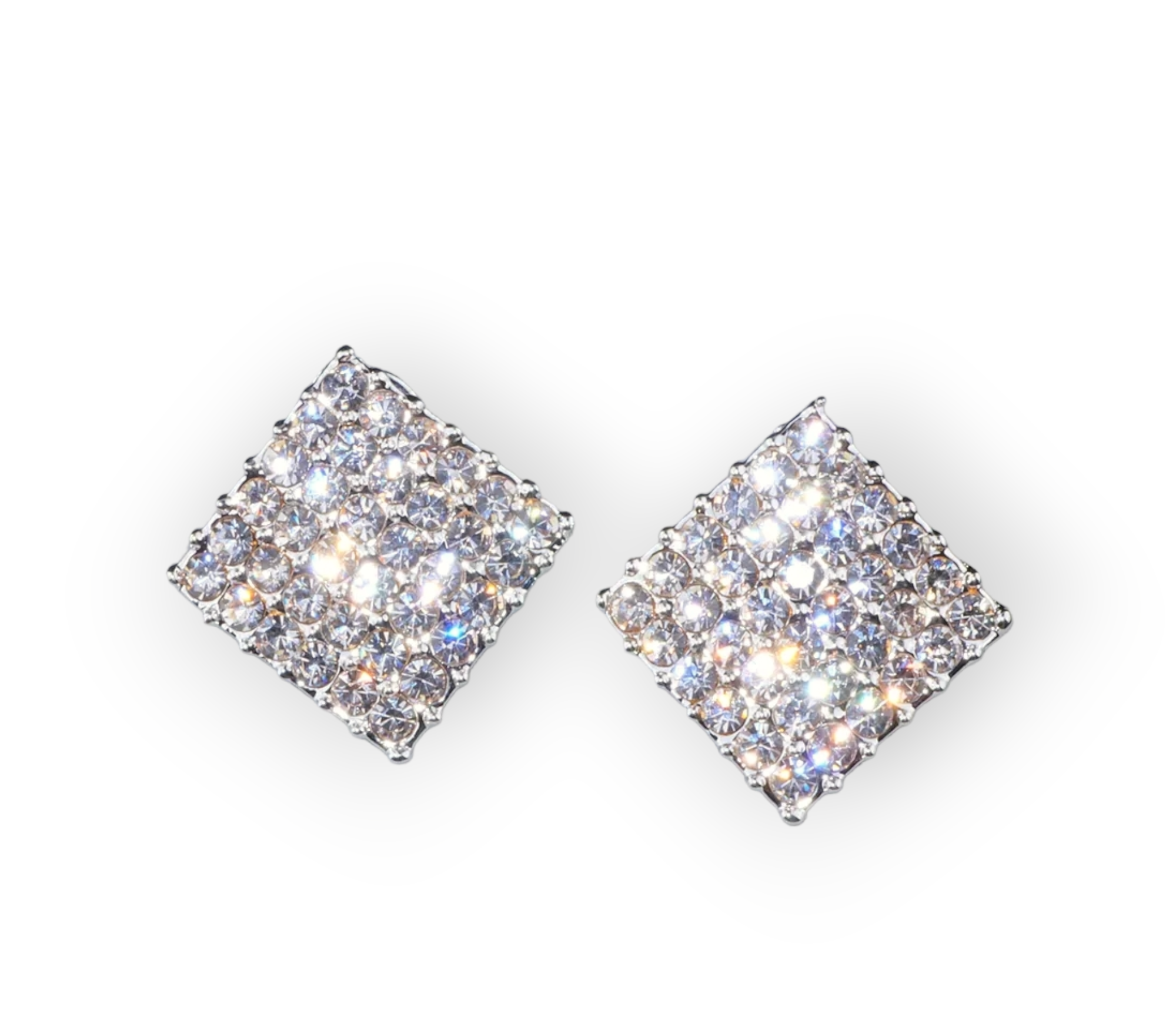 Luxury square earrings with polished finish and secure back clip for non-pierced ears