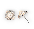 Pearls & Silver Swirl Earrings – elegant pearl and silver statement jewelry for weddings and special occasions
