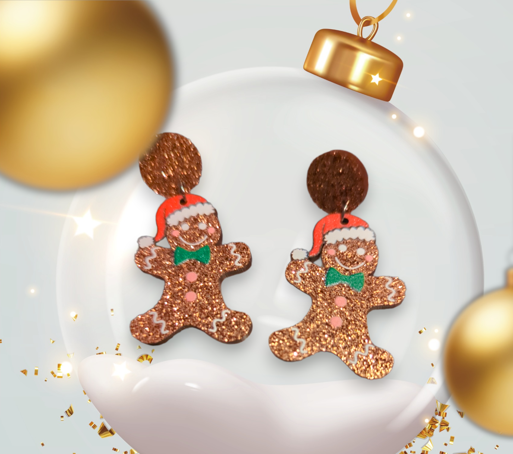 Gingerbread Men Christmas Earrings