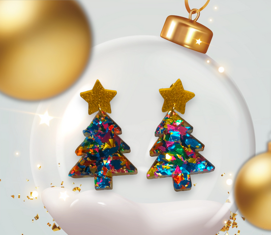 Confetti Christmas Tree Earrings