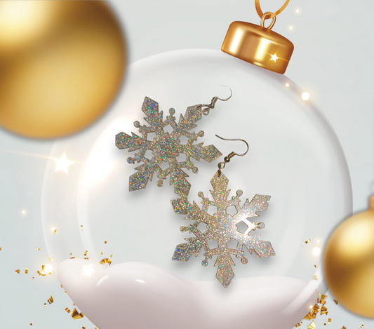 Glittery Snowflake Earrings