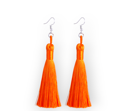 Queens Tassel Earrings - Orange