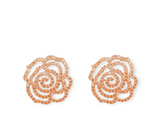Queens Golden Roses Stud Earrings with detailed golden rose design and polished finish
