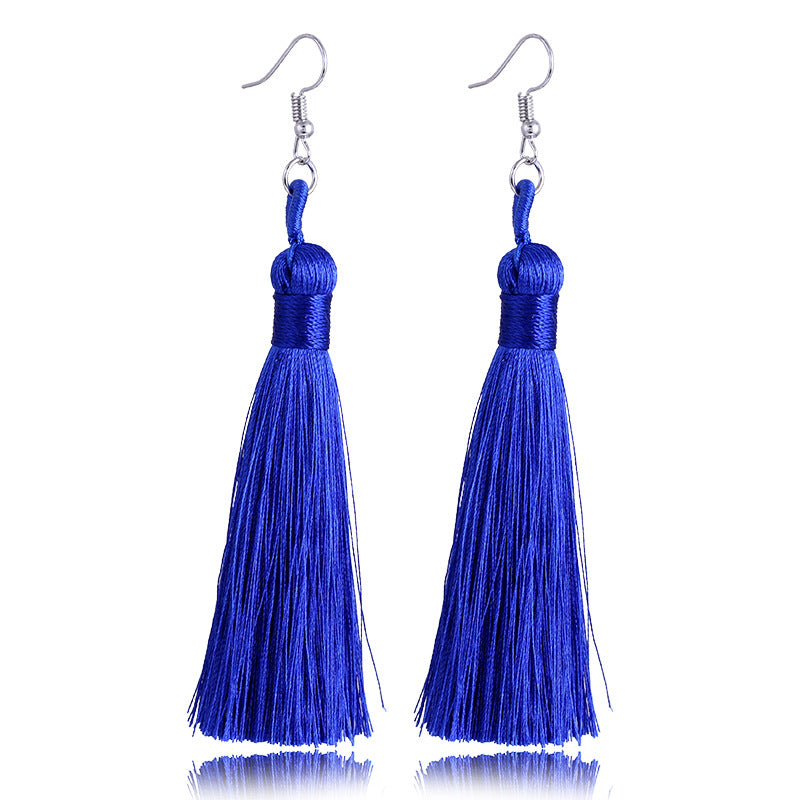 Bold colorful tassel statement earrings