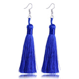 Bold colorful tassel statement earrings