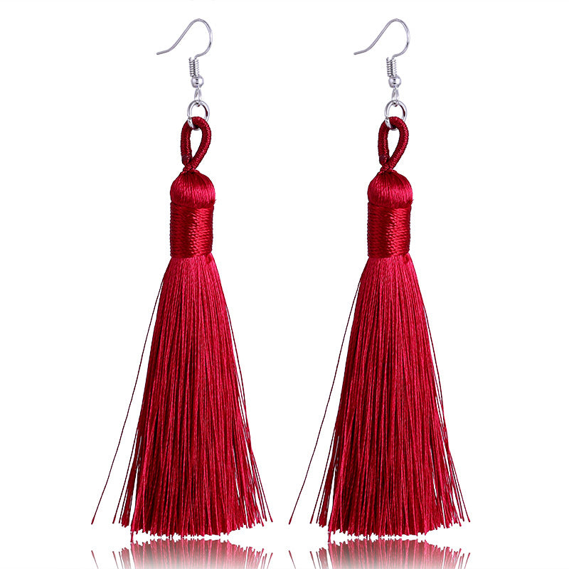 Bold colorful tassel statement earrings