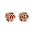 Roses & Bling Stud Earrings with delicate rose design and sparkling rhinestone accents
