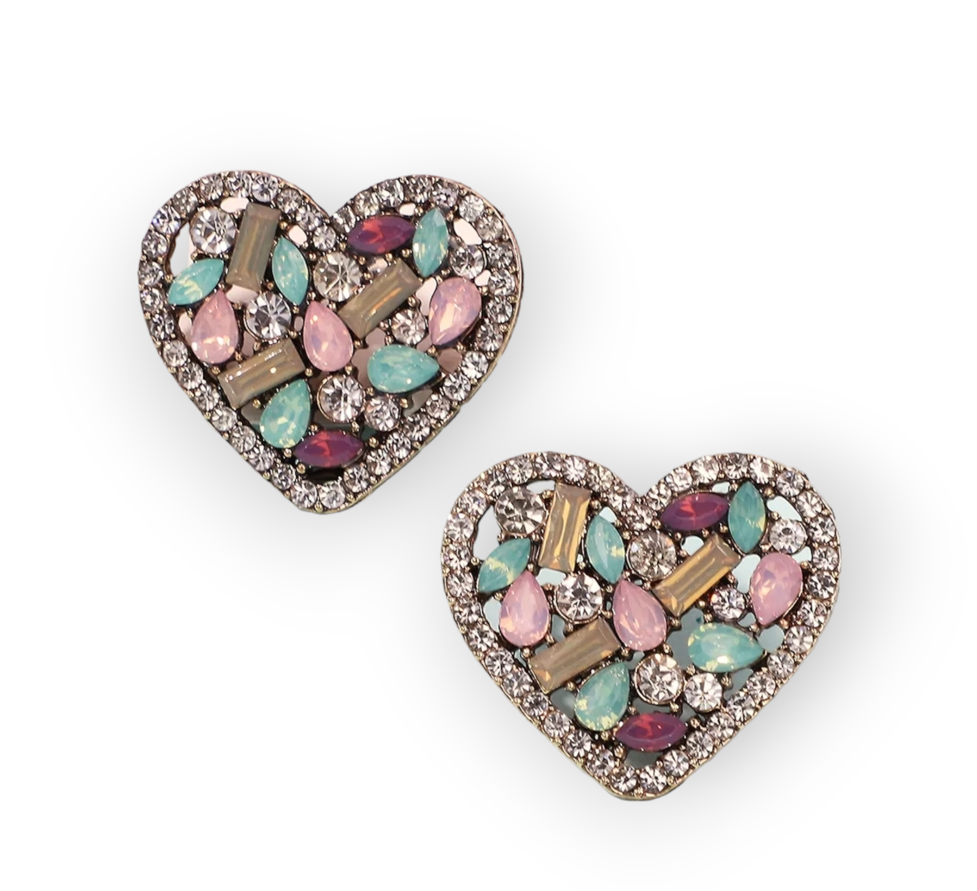 Heart of Treasure Stud Earrings with sparkling heart design, perfect for romantic and elegant occasions
