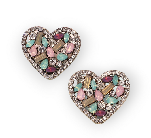Heart of Treasure Stud Earrings with sparkling heart design, perfect for romantic and elegant occasions
