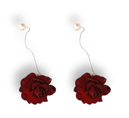 Roses & Pearls Long Drop Earrings