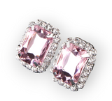Pink Crystal Clip On Earrings
